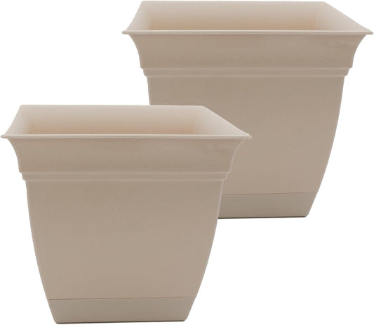12 Inch Eclipse Square Planter Pots with Drainage Holes for Home