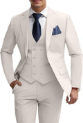 Mens 3 Piece Slim Fit Suit Set - Double Breasted Blazer, Vest, Pants