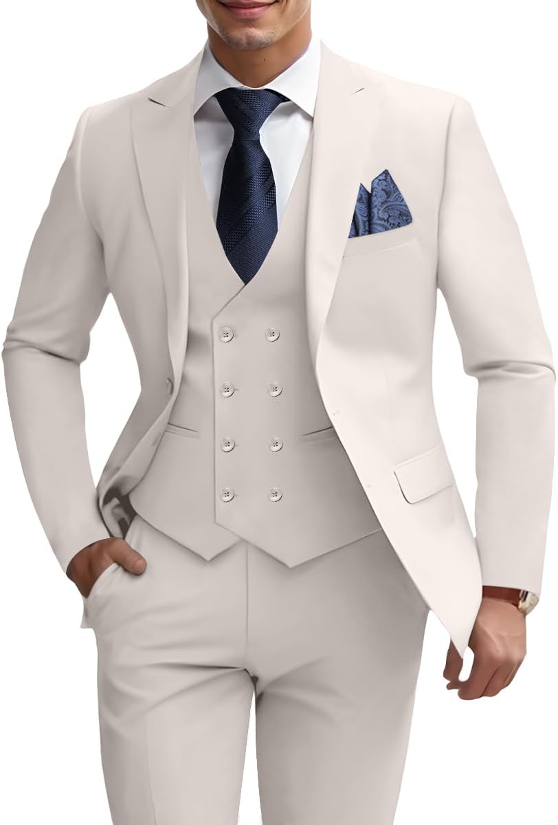 Mens 3 Piece Slim Fit Suit Set for Weddings and Formal Events
