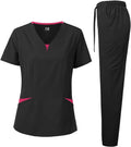 Dagacci Scrubs for Women Set - Stretch V-Neck Top and Pants Medical