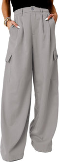 High Waisted Wide Leg Cargo Pants for Women - Comfortable Work Dokotoo