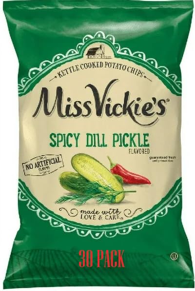Spicy Dill Pickle Kettle Cooked Potato Chips Value Pack of 30