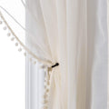 Linen Look Pom Pom Sheer Curtains - Light Filtering Voile Panels