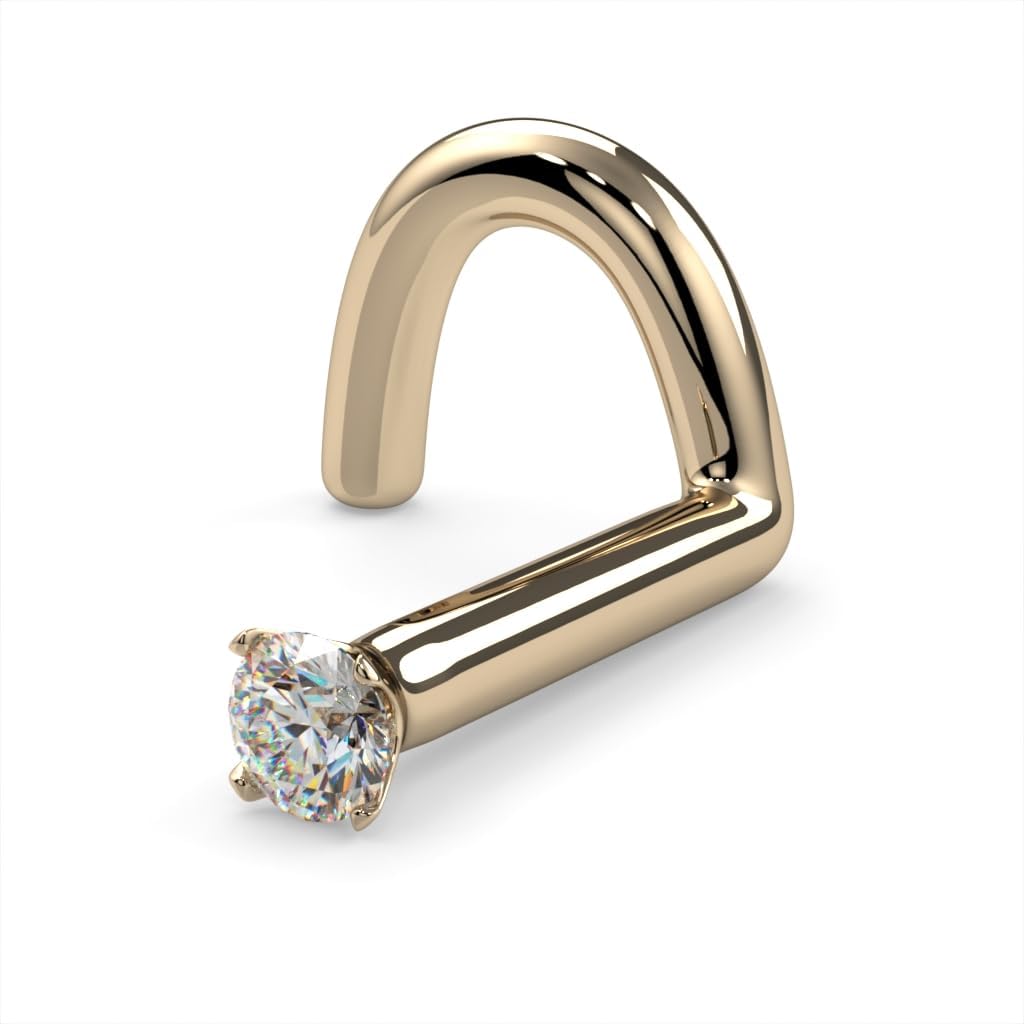 Genuine Diamond Nose Ring Stud in 14K Yellow Gold for Style