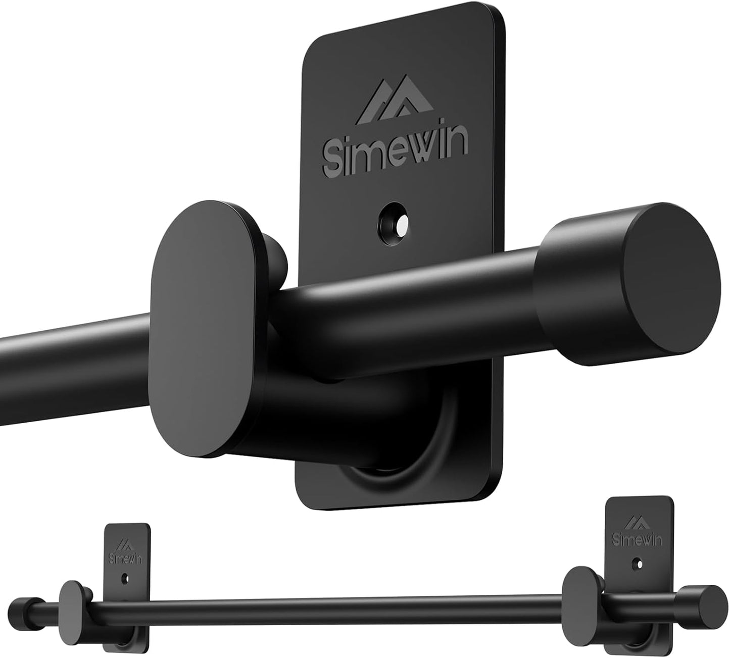 No Drill Black Curtain Rod Set - Easy Install 30-45 Windows