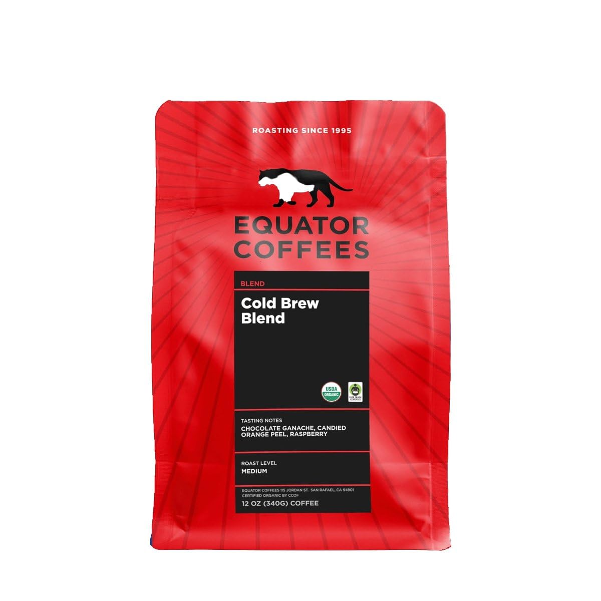 Cold Brew Blend Fair Trade Organic Whole Bean Coffee 2 Pound Bag