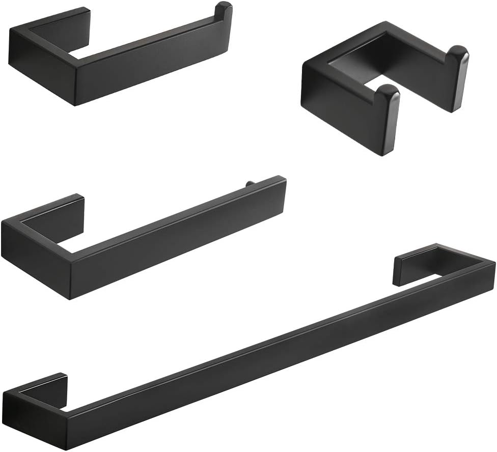 Fapully 4-Piece Bathroom Hardware Accessory Set in Matte Black