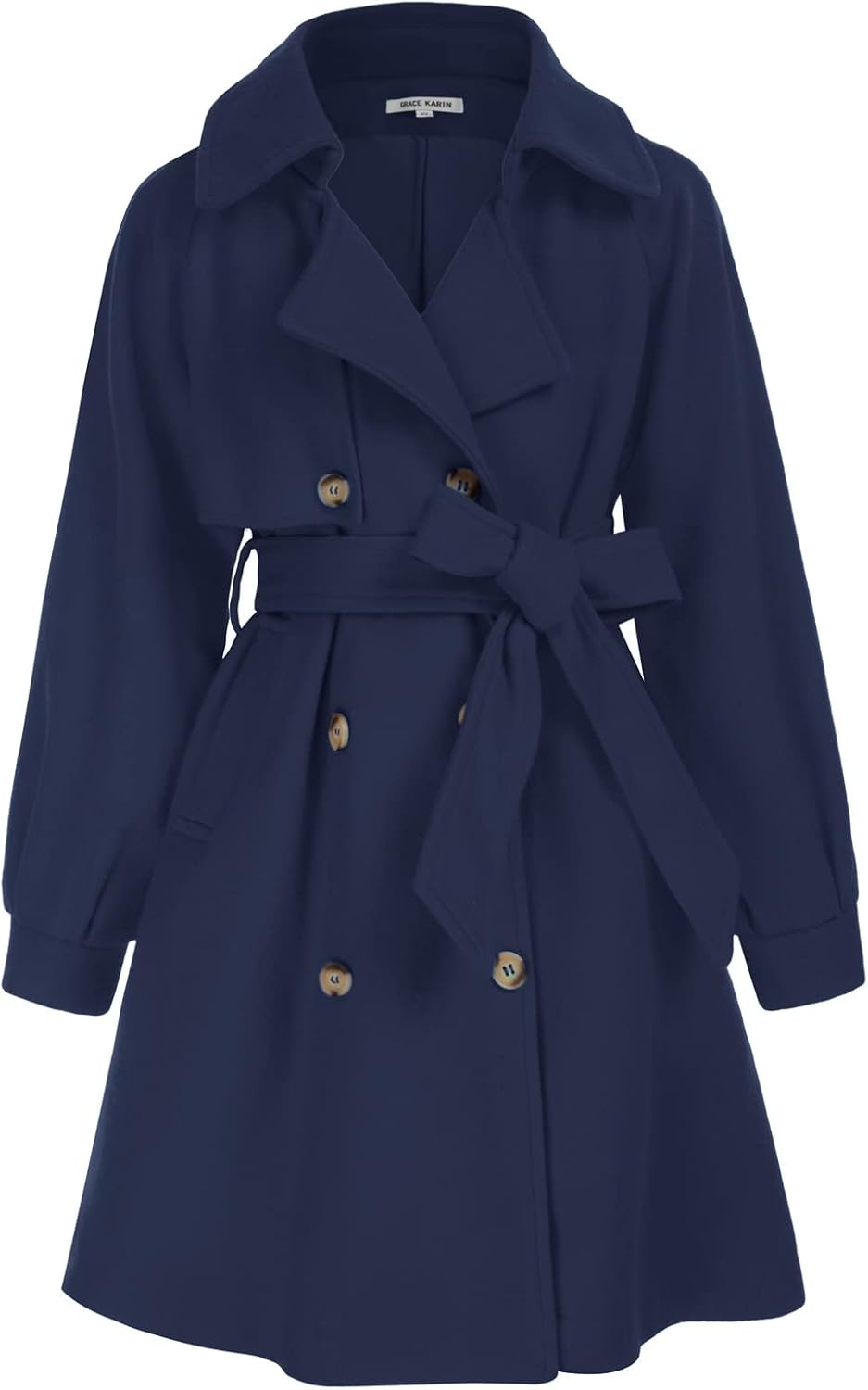 Stylish Girls Dress Coat with Lapel Wool Blend for Winter Wear