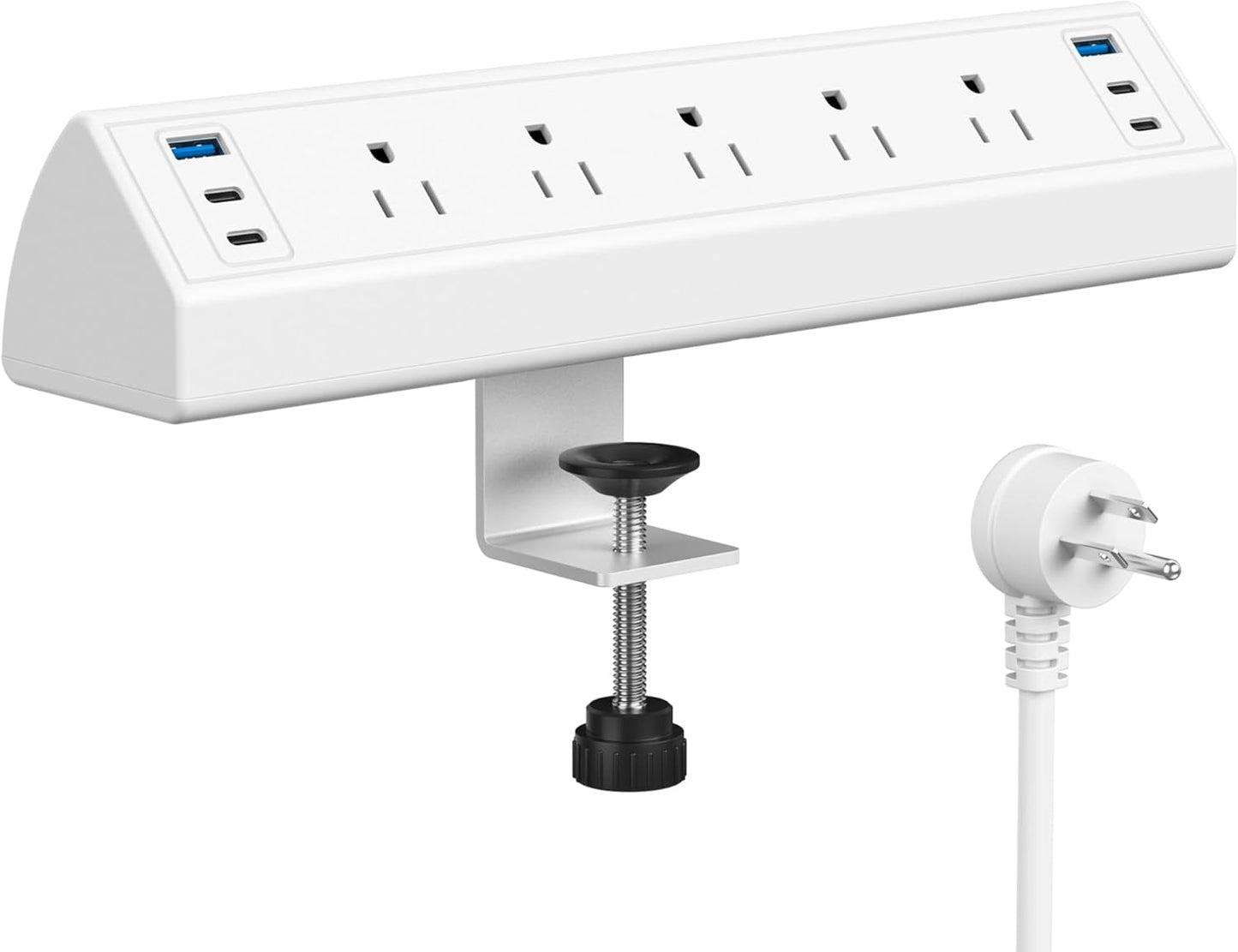 Jgstkcity Edge Mount Power Strip - Fast 40W Charging, Surge Protected, 5 AC Outlets