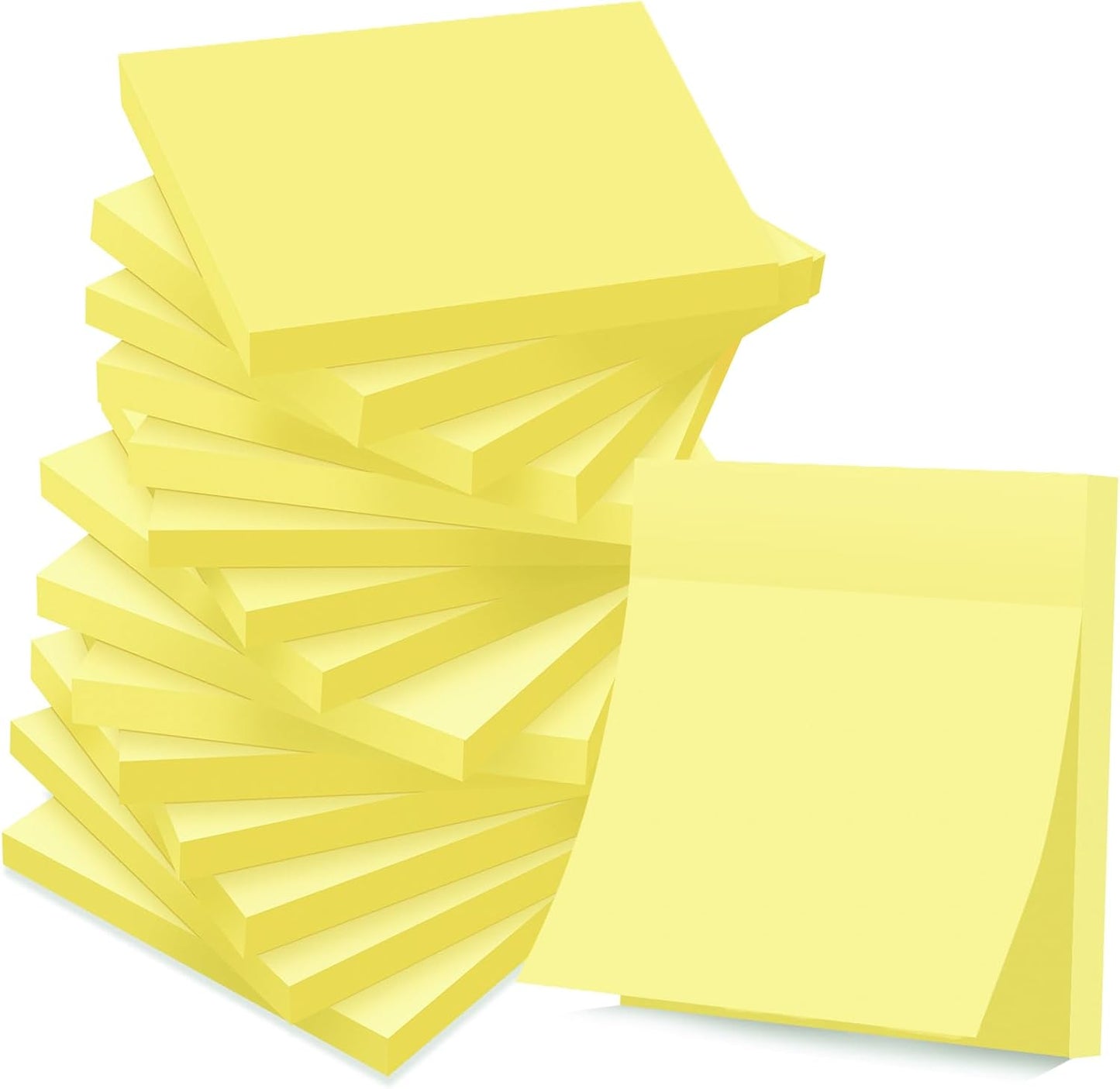 YEECOK Sticky Notes - Clean Removal, Recyclable, 3x3 in Canary Yellow