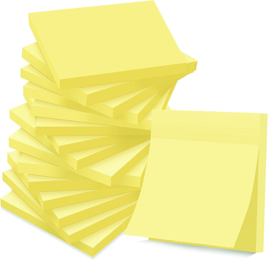 YEECOK Sticky Notes - Clean Removal, Recyclable, 3x3 in Canary Yellow