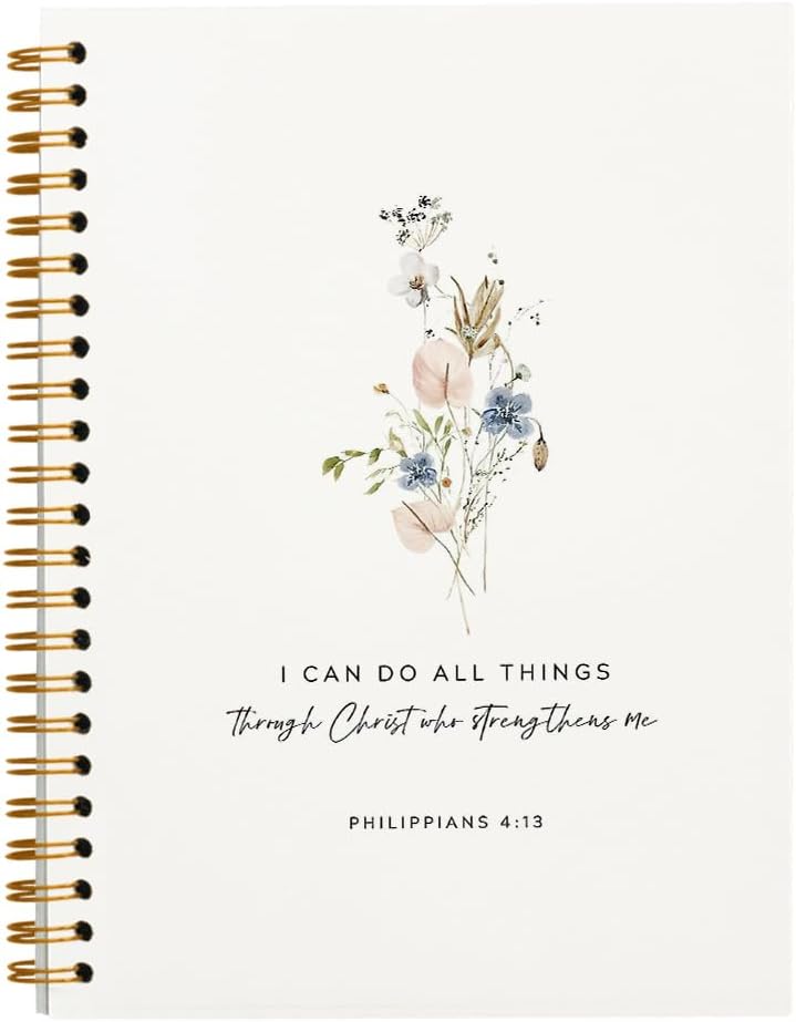 Philippians 4:13 Inspirational Notebook - Floral Lined Hardcover!