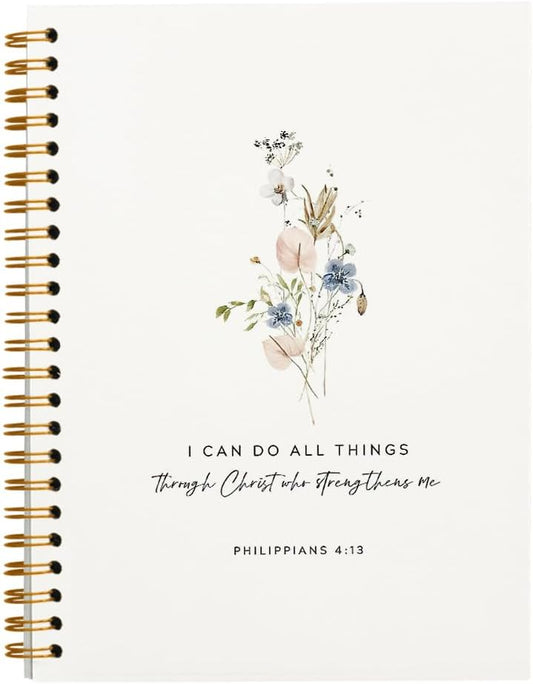 Philippians 4:13 Inspirational Notebook - Floral Lined Hardcover!