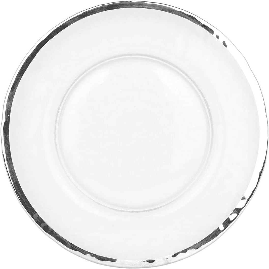 Set of 4 Glass Silver Charger Plates