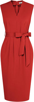 GRACE KARIN Women's Sleeveless V Neck Bodycon Sheath Dress - Office
