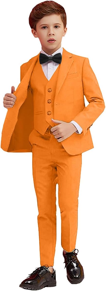 Boy Suits 5 Piece Slim Fit Suit for Kids Toddler Formal Set