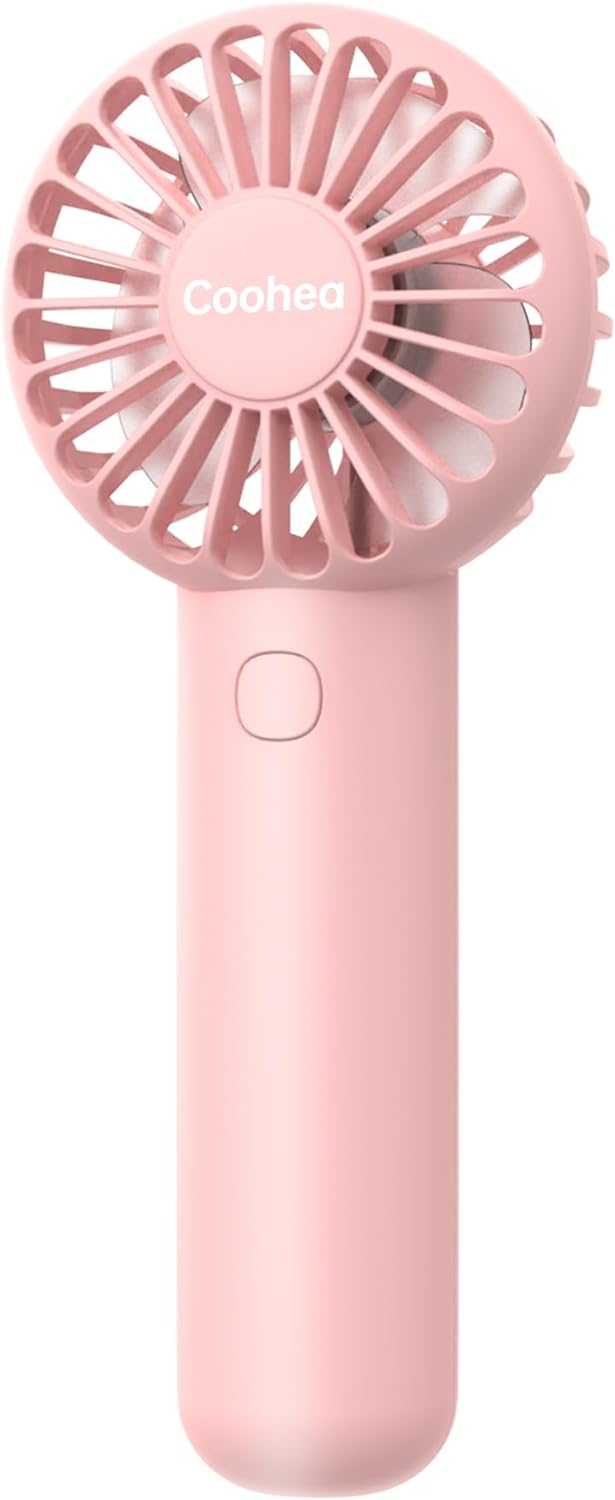 Mini Handheld Fan with 3 Speeds, USB Rechargeable, Portable & Cute Design - Pink