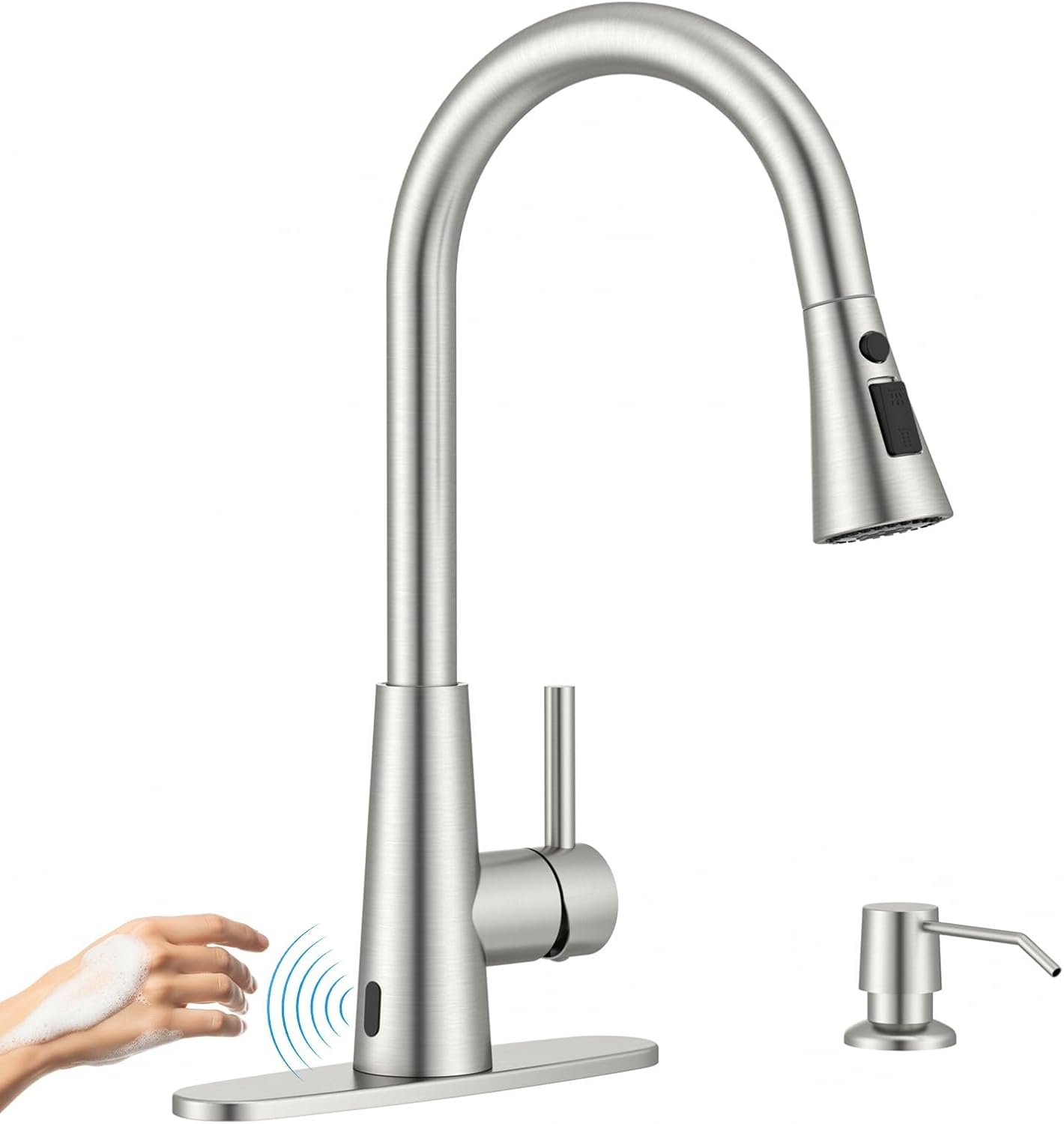 Touchless Kitchen Faucet with Soap Dispenser and Sensor Control