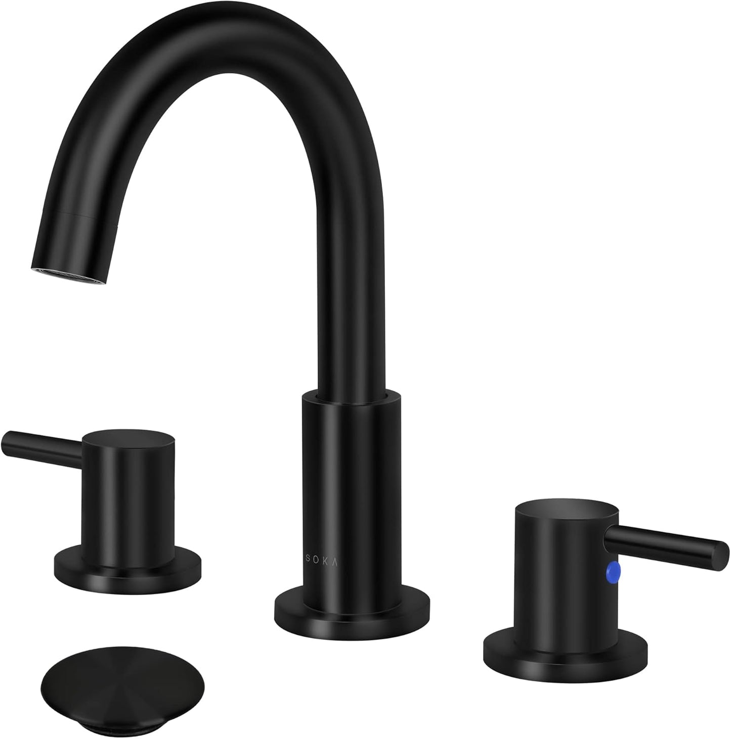 8-16 in Widespread Bathroom Faucet Matte Black for Sink