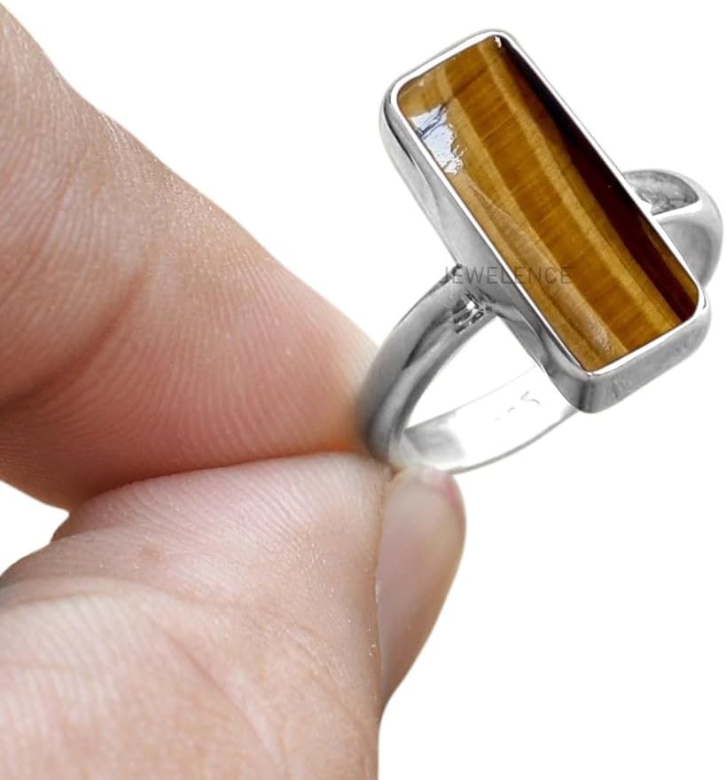 Sterling Silver 925 Ring with Tigers Eye Gemstone for Women