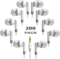 Bulk Earbud Headphones 200 Pack for Classroom Use and Kids