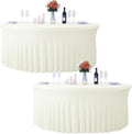 2 Pack Ivory Table Cloth for 5FT Round Tables - 120 in Fitted Spandex
