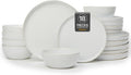 18-Piece Fog White Ceramic Plates and Bowls Set - Serene Minimalist