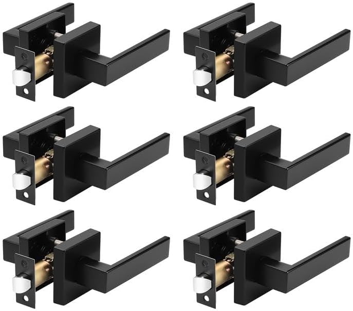 Probrico 6 Pack Black Passage Door Levers for Interior Use
