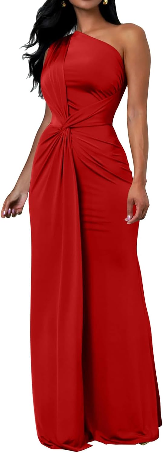 Elegant One Shoulder Bodycon Maxi Dress for Women by Memoriesea