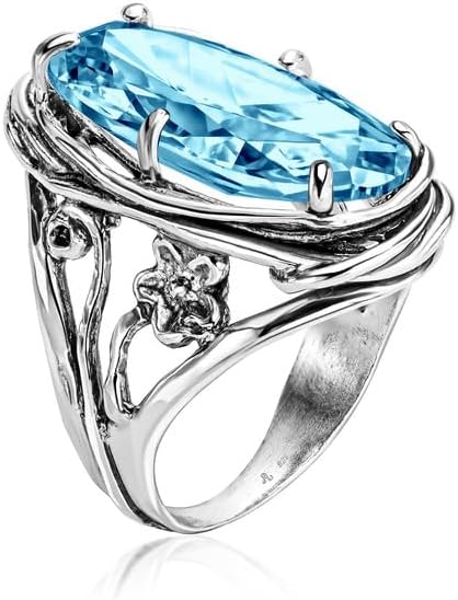 925 Sterling Silver Floral Wire Wrap Ring with Cubic Zirconia