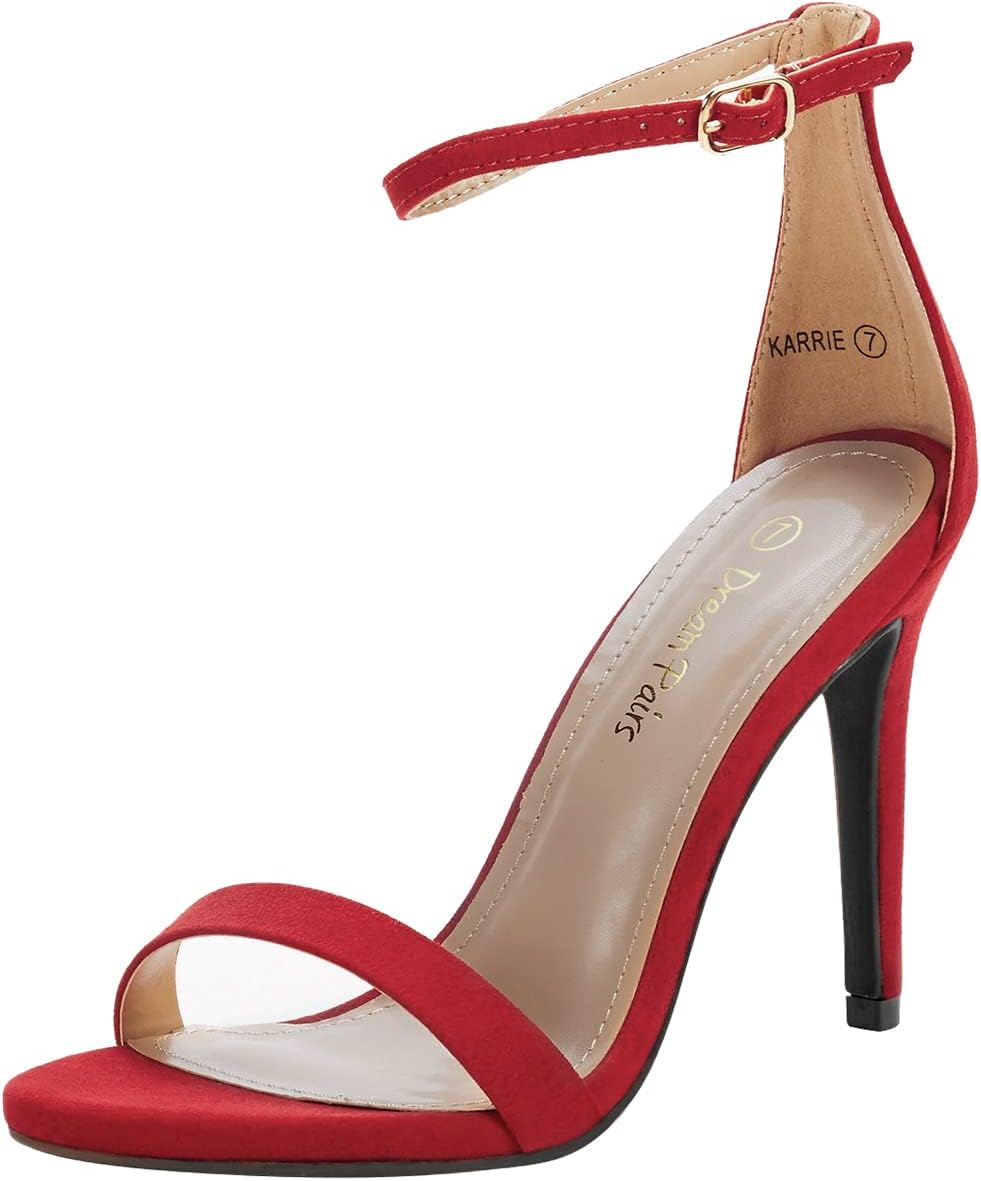 DREAM PAIRS Women's High Heels Flower Ankle Strap Stilettos