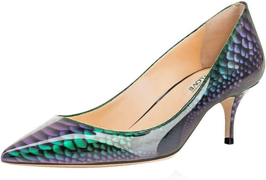 JOY IN LOVE Women's Low Heels Pointy Toe Kitten Heel Pumps