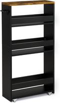 4-Tier Slim Storage Cart Black - Narrow Space Rolling Organizer