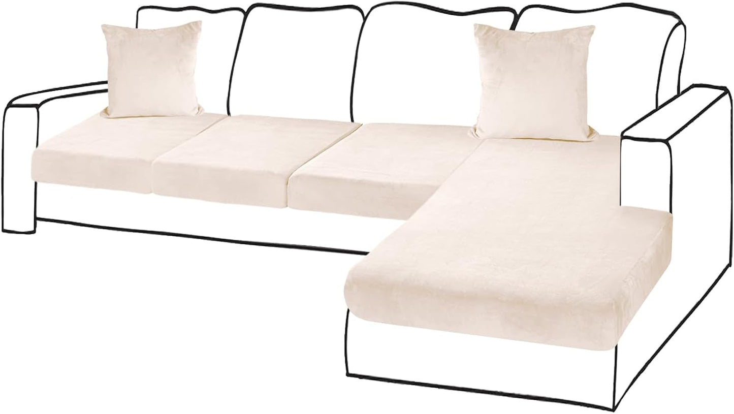 Sectional Couch Covers for 4-Piece Seat Cushion Velvet L Shape
