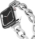 Stainless Steel Chain Bracelet Watch Band - Black, Compatible