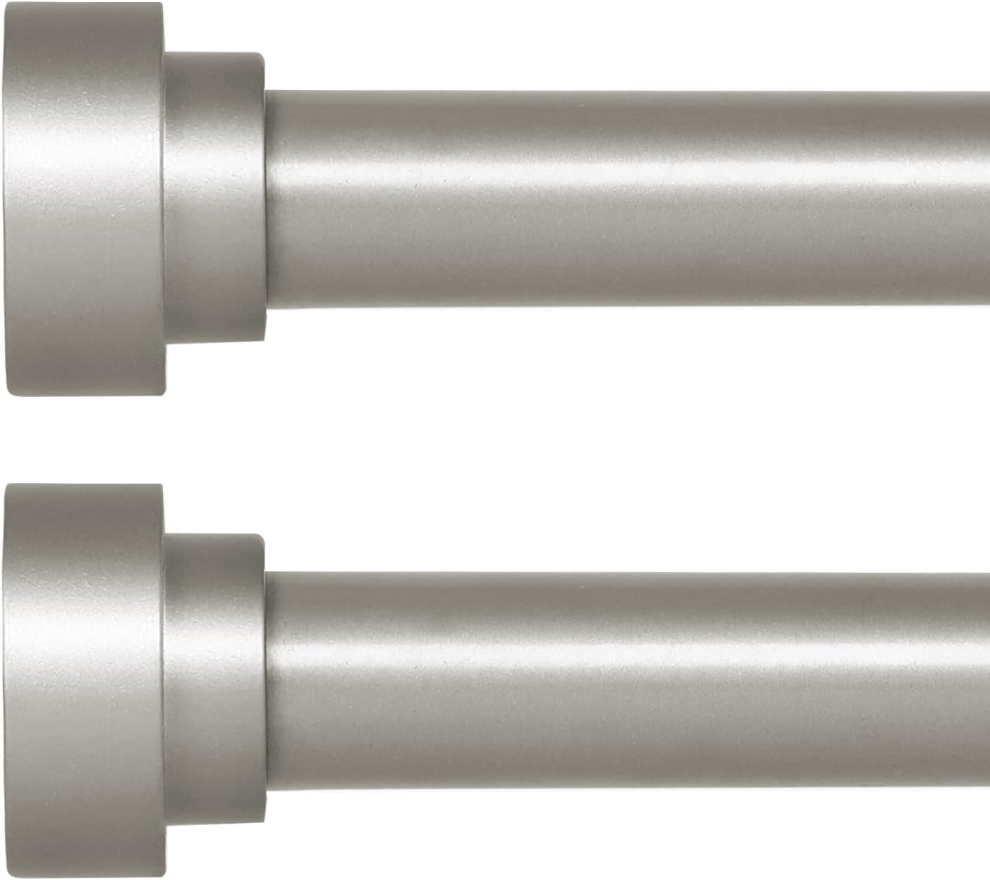 HEI! DEAR 2 Pack Silver Curtain Rods for Windows 48 to 84 in