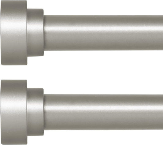 HEI! DEAR 2 Pack Silver Curtain Rods for Windows 48 to 84 in