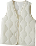 Quilted Puffer Vest for Women Lightweight Zip Up V Neck - Warm Fall