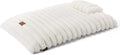 Medium Cream Ribbed Bubble Stripe Pet Crate Mat - Cozy Calming Bed
