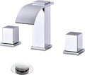 Luxury Brass Widespread Waterfall Bathroom Sink Faucet - Modern Chrome