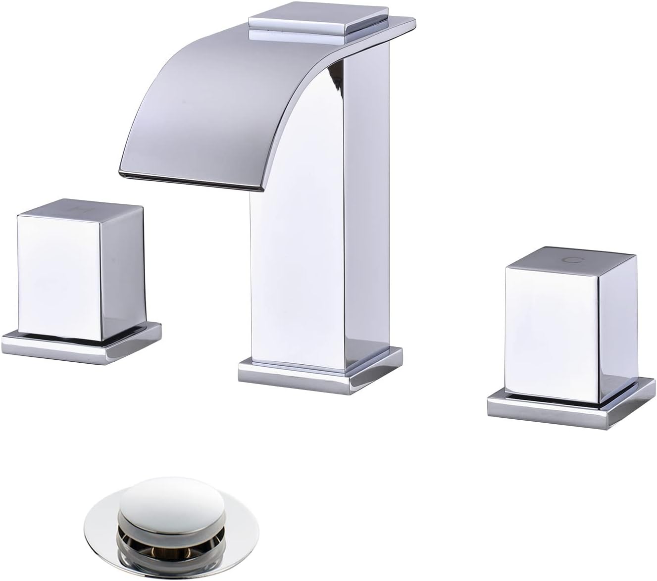 Luxury Brass Widespread Waterfall Bathroom Sink Faucets Set