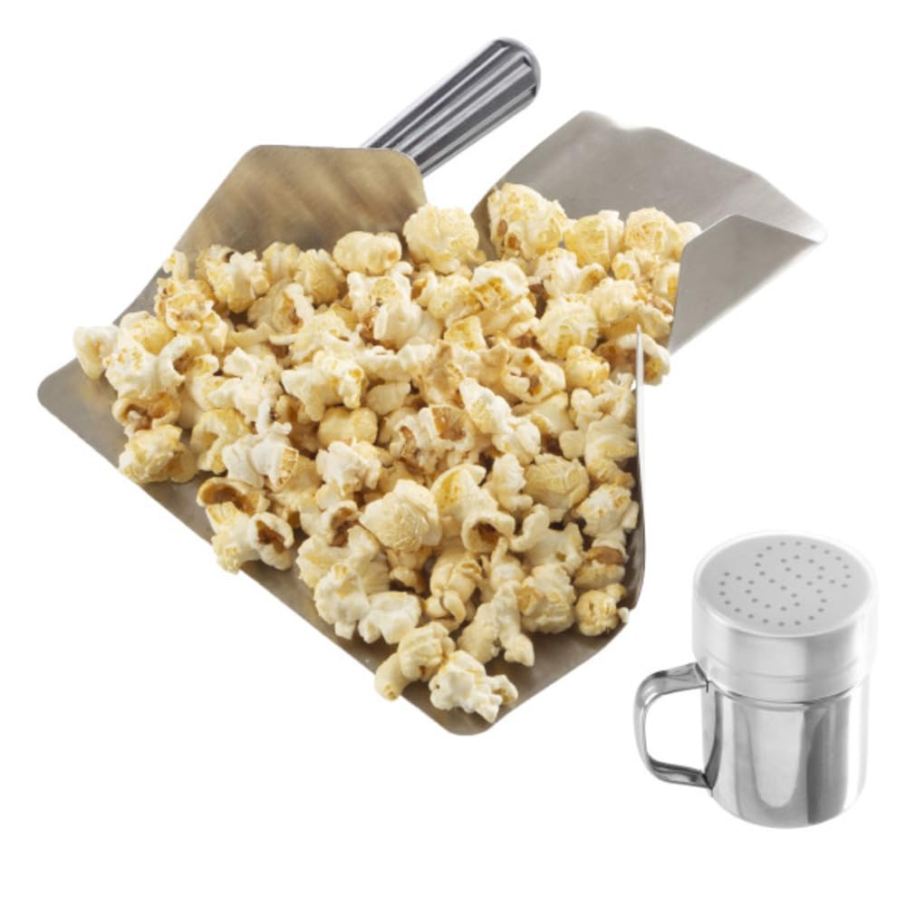 Stainless Steel Salt Shaker & Scoop: Perfect Popcorn Movie Night