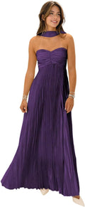 Strapless Bridesmaid Dresses with Scarf 2025 Pleated Long Chiffon more