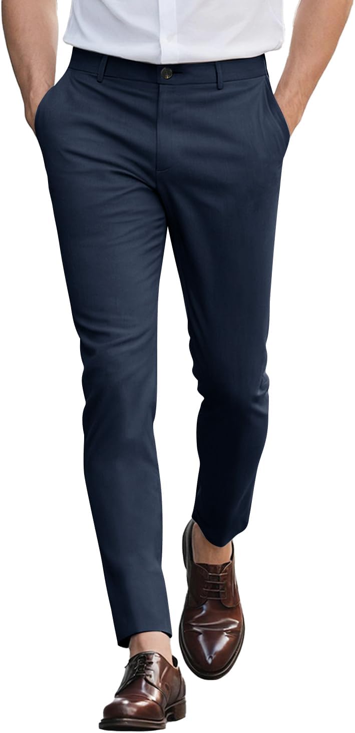 GINGTTO Mens Dress Pants Slim Fit Stretch Chino for Work & Casual