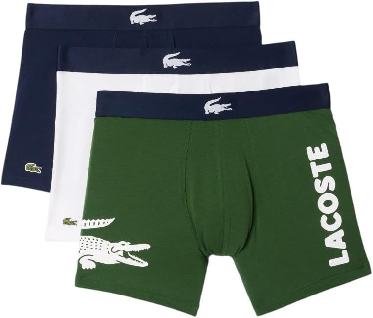 Lacoste Men's Cotton Stretch Big Croc Print Boxer Briefs 3-Pack