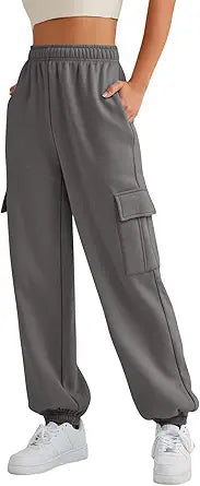 AUTOMET Womens Cargo Sweatpants Oversized Fleece Joggers for Fall