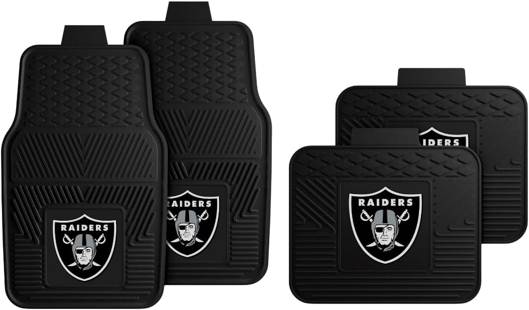 Fanmats Las Vegas Raiders Car Mats Set of 4 for All Weather Use