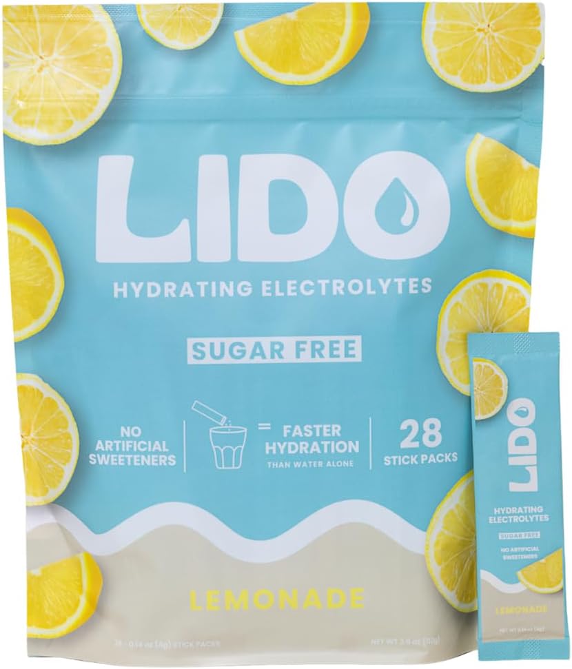 LIDO Lemonade Electrolyte Powder Packets for Clean Hydration
