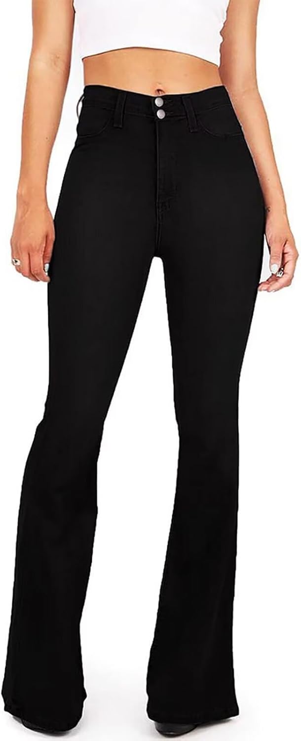 KDF High Waisted Flare Jeans for Women - Stylish Bell Bottoms
