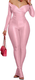 acelyn 2 Piece Off Shoulder Bodycon Flared Pant Set (Style VWP5)